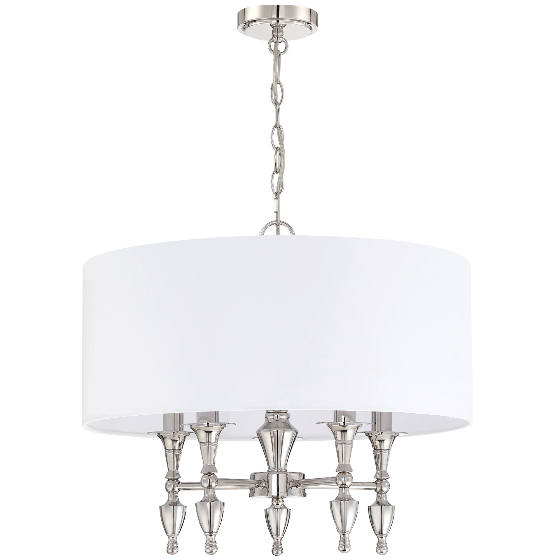 LAMPA WISZĄCA Austin okrągła, niklowano-biała, klasyczny styl, piękna