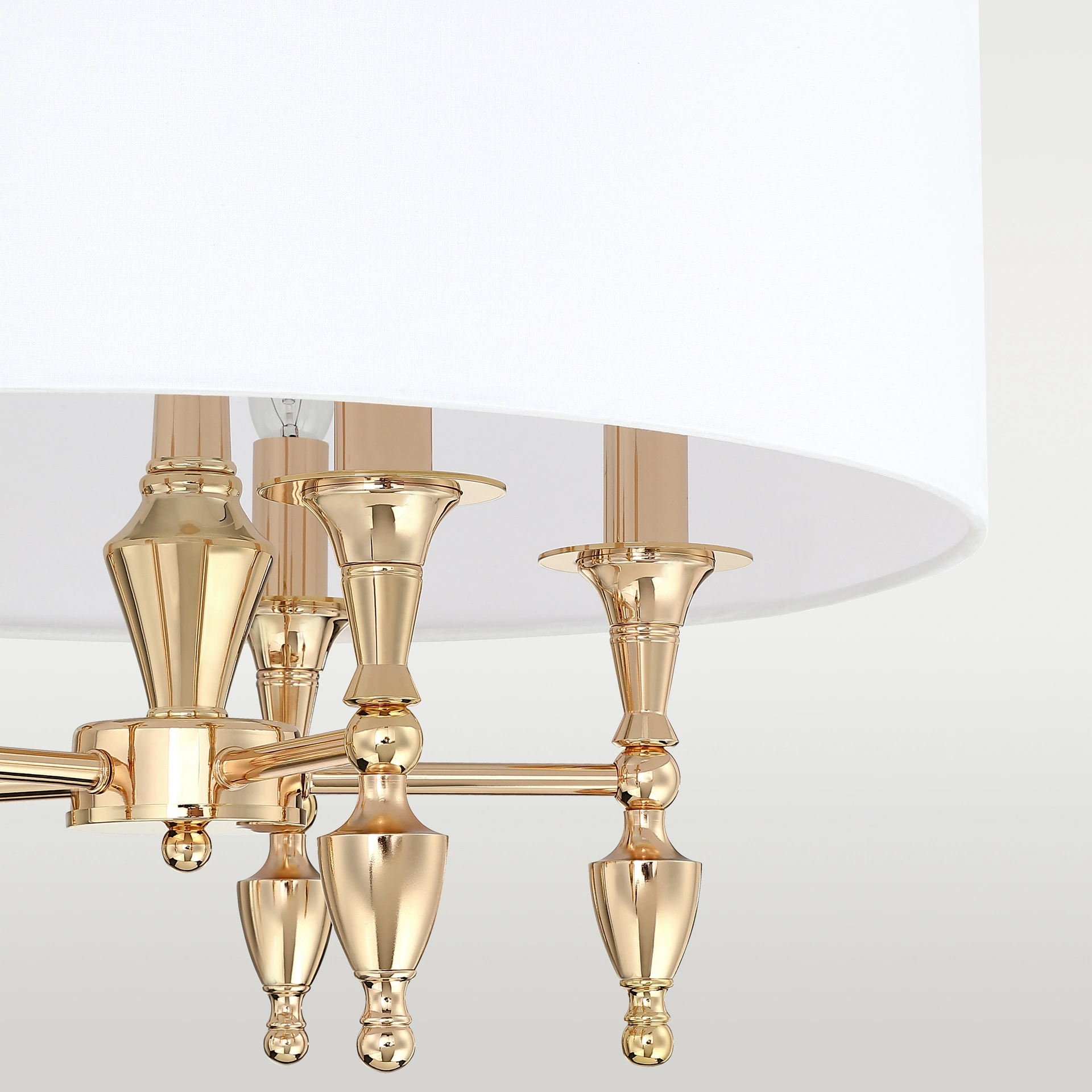 LAMPA WISZĄCA Austin okrągła w złotym, lśniącym wykończeniu, 5 źródeł światła, piękna, ekskluzywna