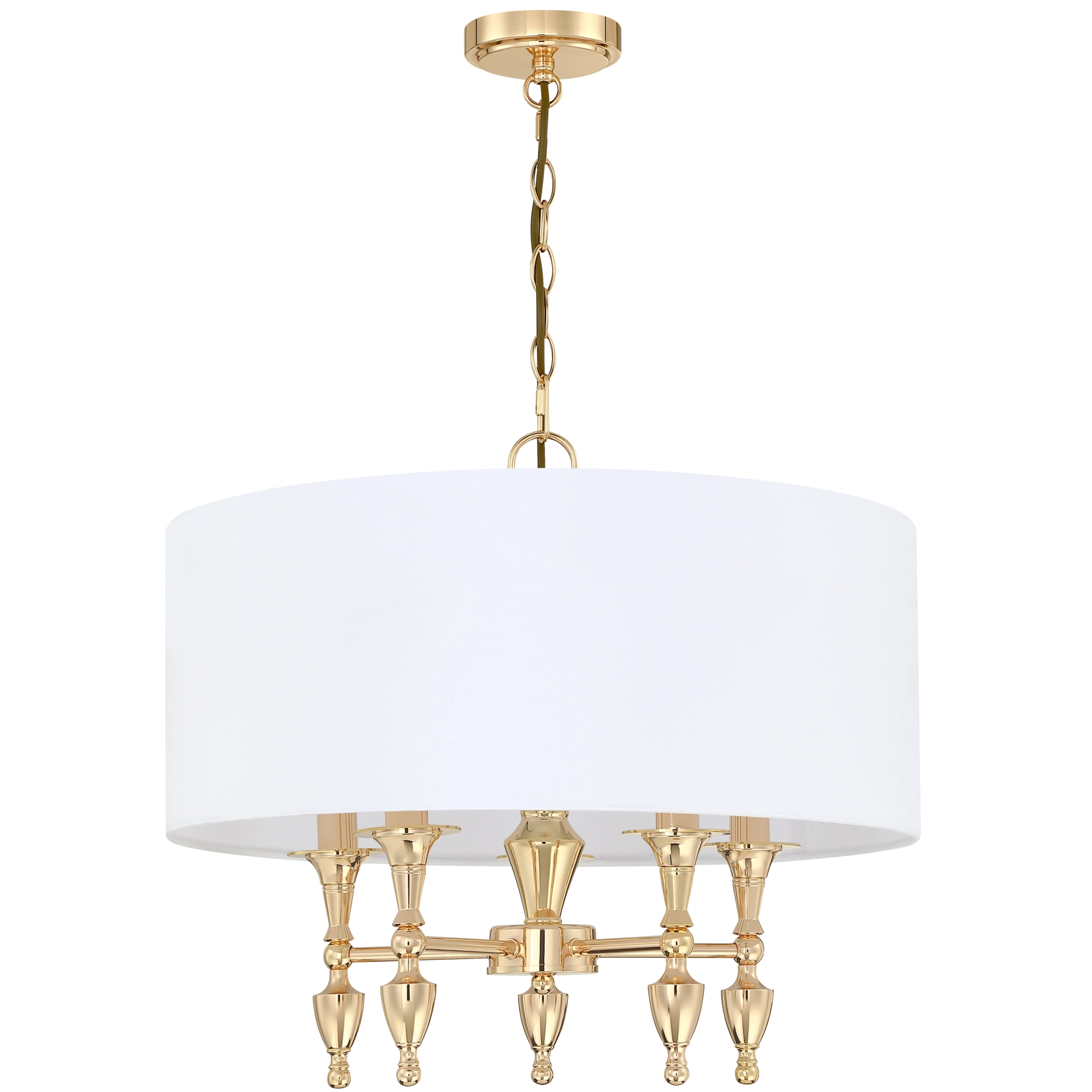 LAMPA WISZĄCA Austin okrągła w złotym, lśniącym wykończeniu, 5 źródeł światła, piękna, klasyczna