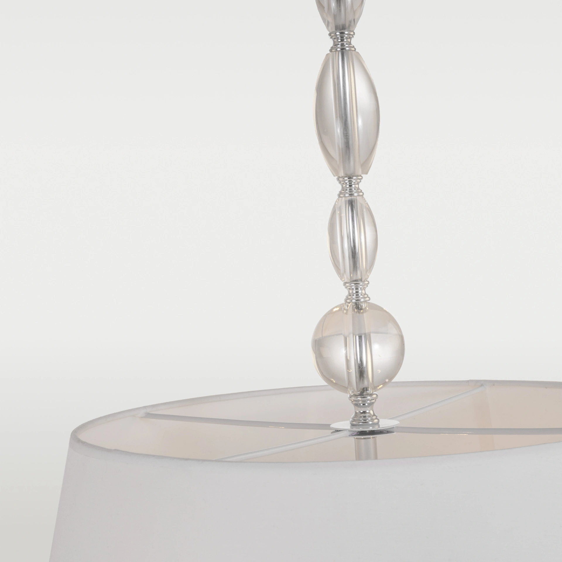 LAMPA WISZĄCA Cancun okrągła, kryształowe detale, biały abażur, klasyczna elegancja, ekskluzwyna LAMPA WISZĄCA Cancun okrągła, kryształowe detale, biały abażur, klasyczna elegancja, ekskluzwyna