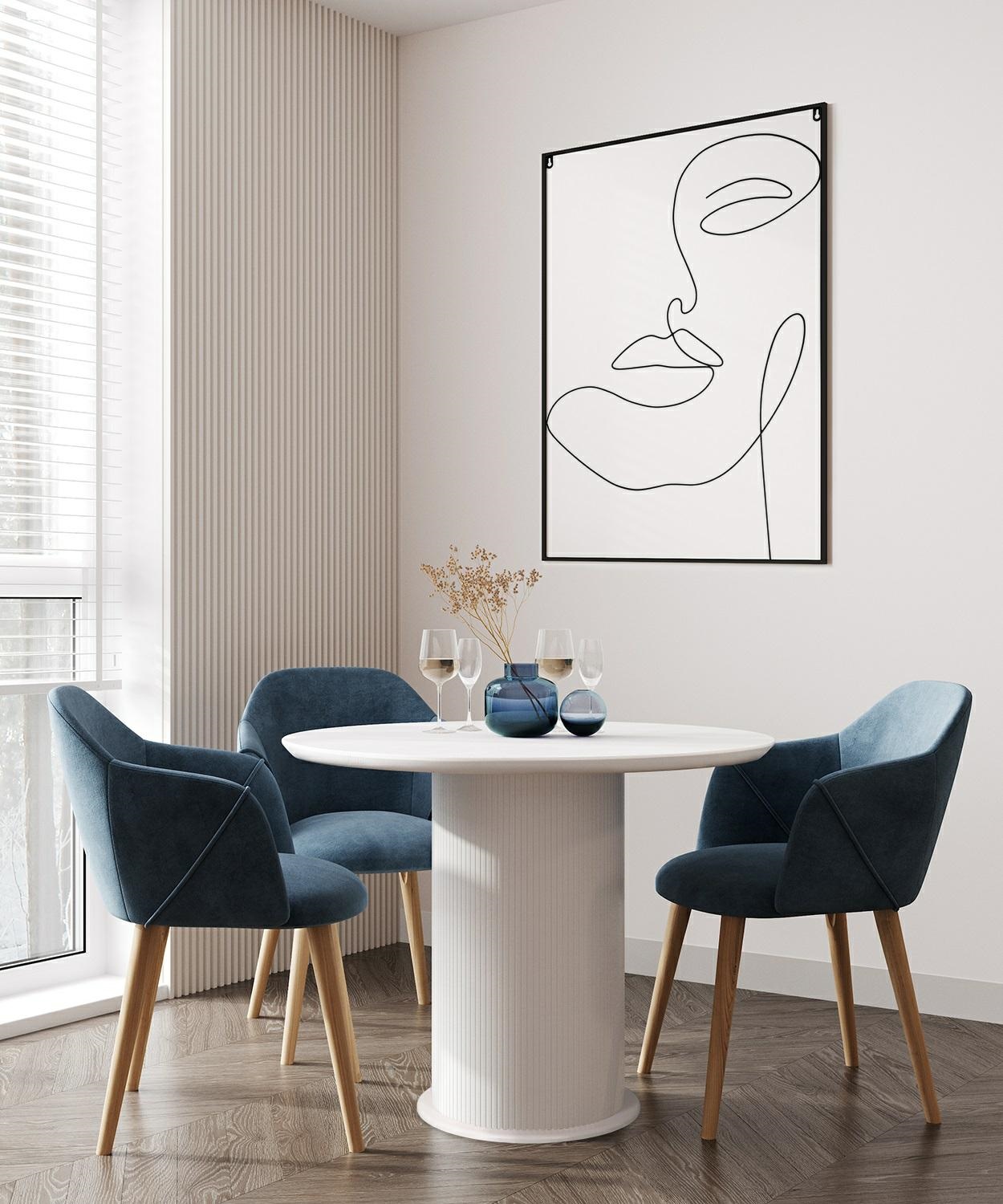 STÓŁ biały okrągły ozdobna ryflowana podstawa nowoczesny STÓŁ biały okrągły ozdobna ryflowana podstawa nowoczesny