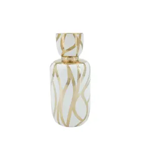 WAZON ceramiczny, biało-złoty wzór, abstrakcyjny, okrągły, styl glamour 25 cm