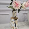 WAZON ceramiczny, biało-złoty wzór, abstrakcyjny, okrągły, styl glamour, piękny