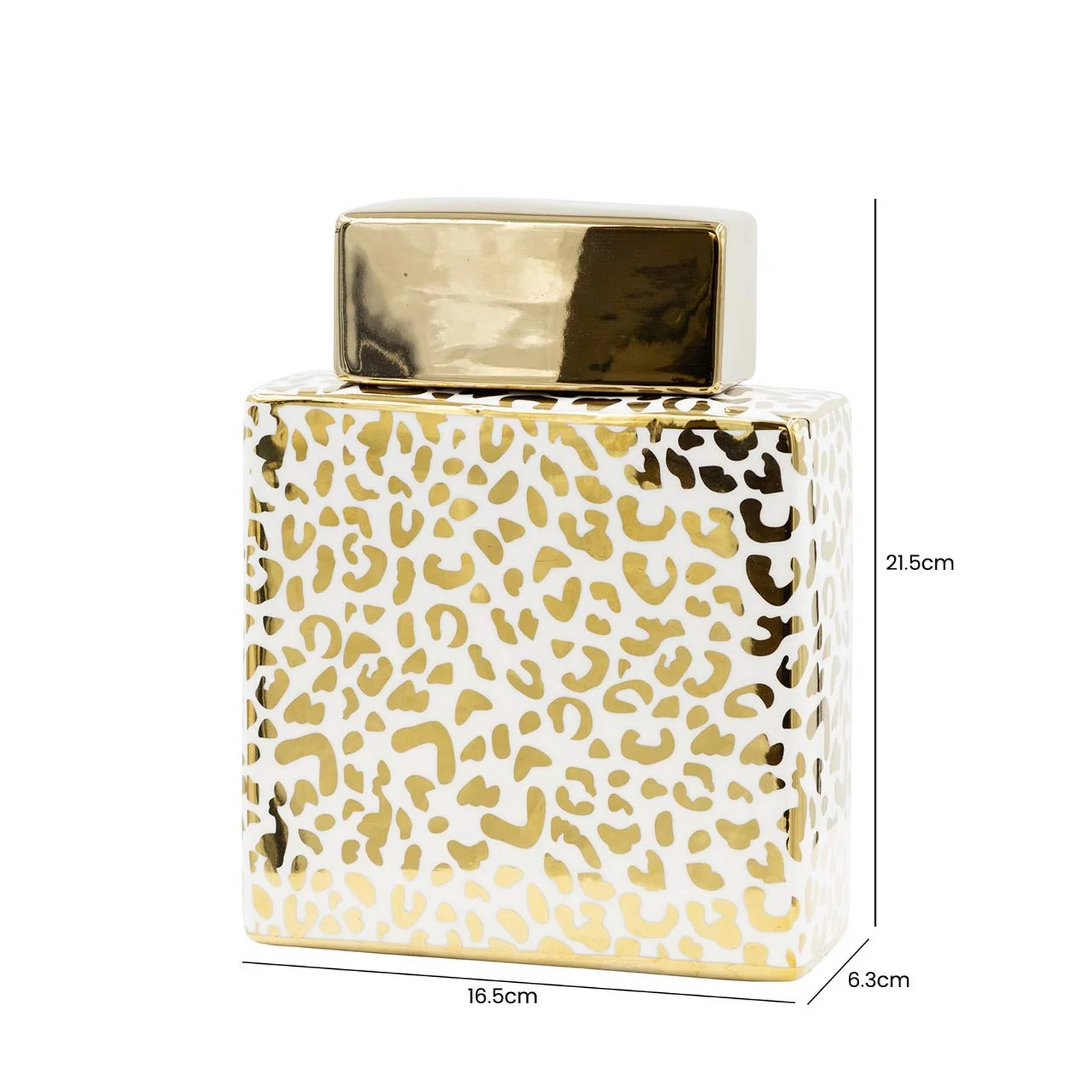 WAZON ceramiczny, prostokątny, biało-zloty nowoczesny wzór, dekoracyjny 21 cm, wymiary WAZON ceramiczny, prostokątny, biało-zloty nowoczesny wzór, dekoracyjny 21 cm, wymiary