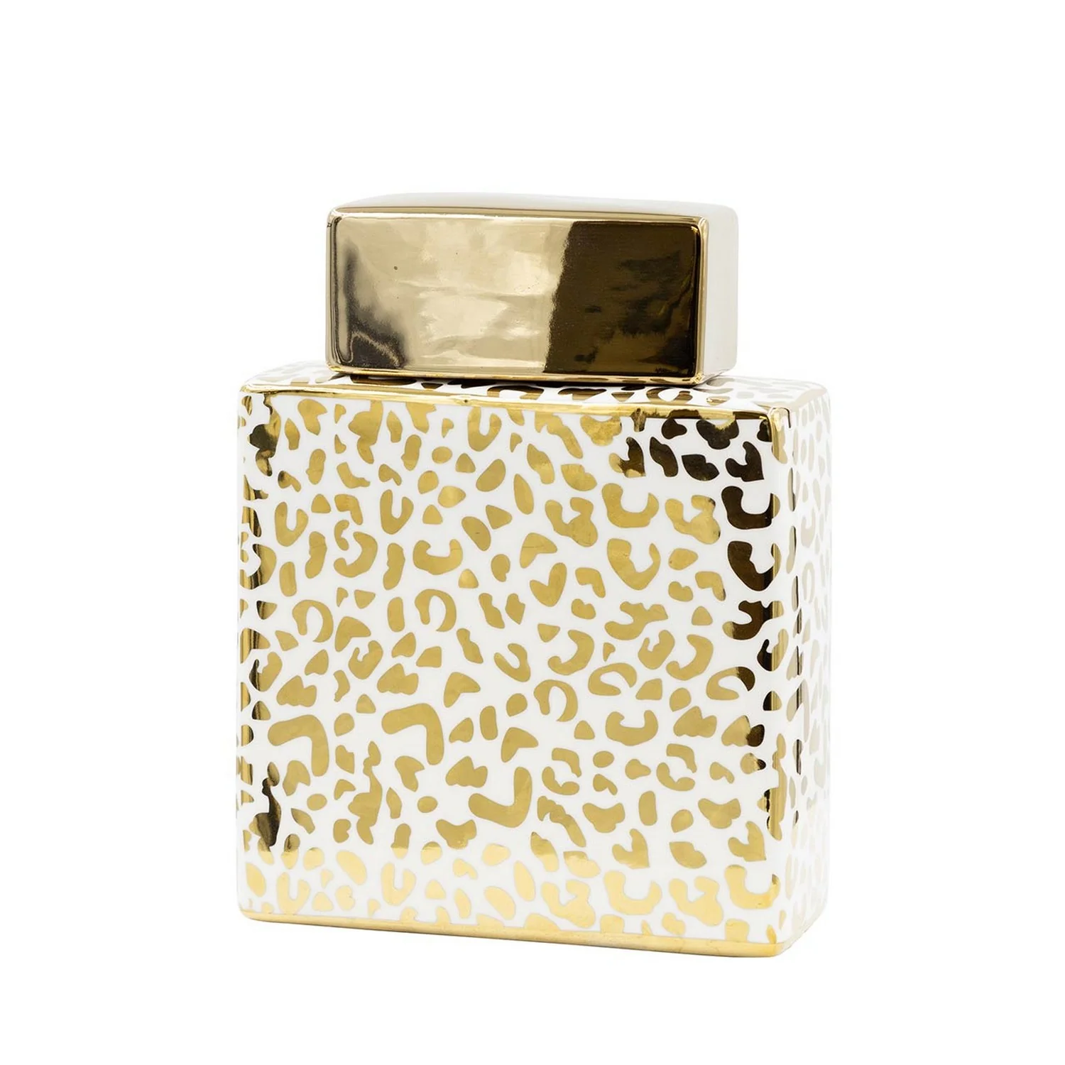 WAZON ceramiczny, prostokątny, biało-zloty nowoczesny wzór, dekoracyjny 21 cm WAZON ceramiczny, prostokątny, biało-zloty nowoczesny wzór, dekoracyjny 21 cm