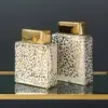 WAZON ceramiczny, prostokątny, biało-zloty nowoczesny wzór, dekoracyjny 24 cm, piękny