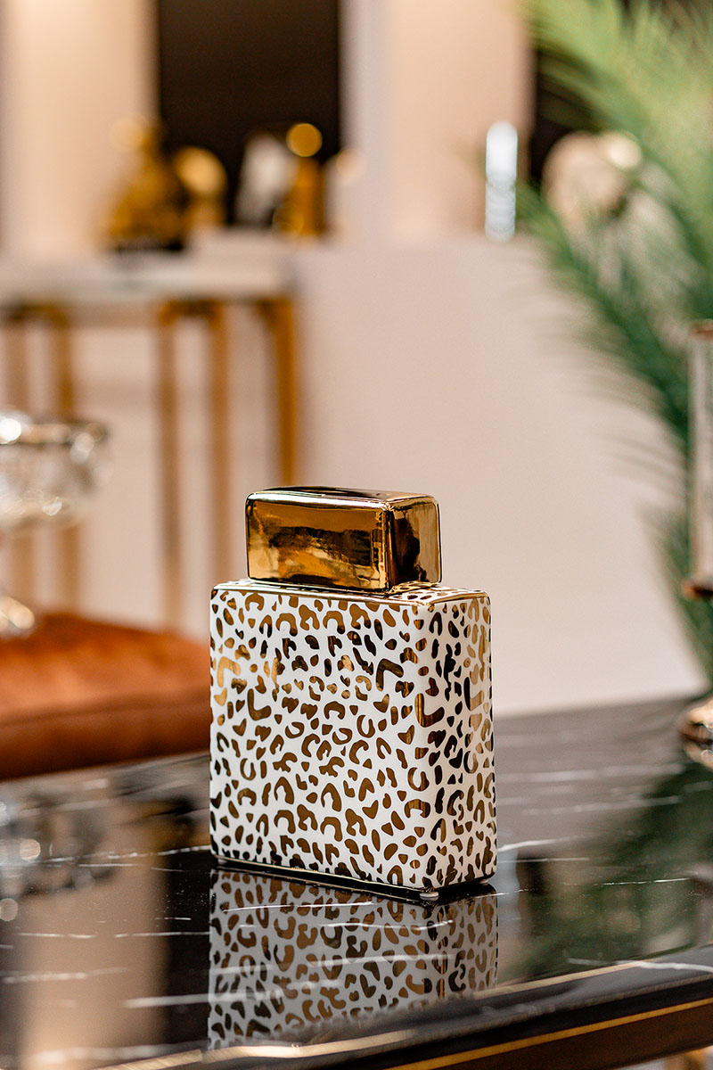 WAZON ceramiczny, prostokątny, biało-zloty nowoczesny wzór, dekoracyjny, glamour WAZON ceramiczny, prostokątny, biało-zloty nowoczesny wzór, dekoracyjny, glamour