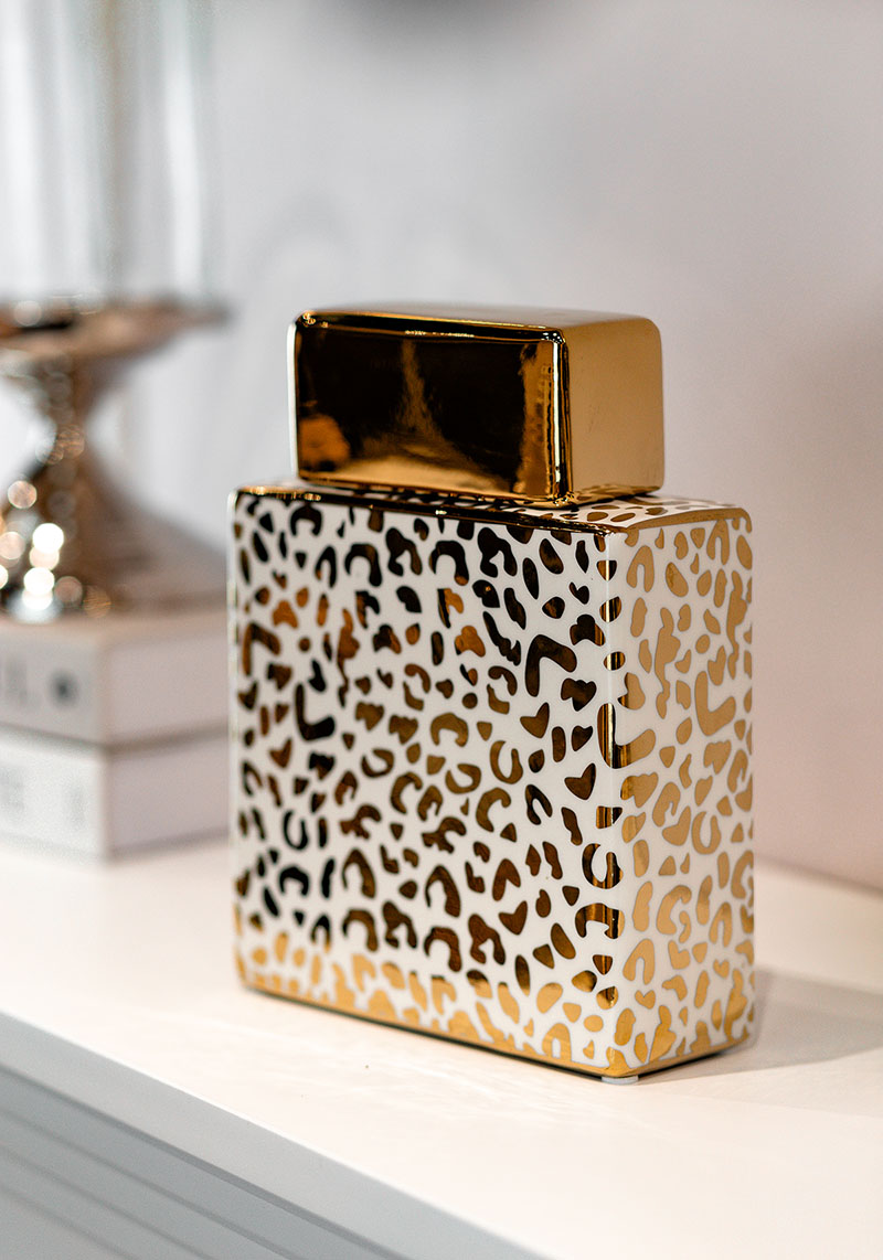 WAZON ceramiczny, prostokątny, biało-zloty nowoczesny wzór, dekoracyjny, piękny WAZON ceramiczny, prostokątny, biało-zloty nowoczesny wzór, dekoracyjny, piękny