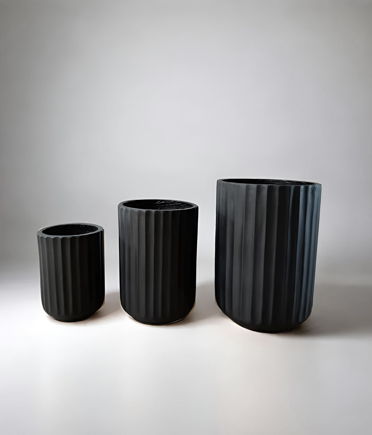 ZESTAW DONIC 3 sztuki, antracytowe, ryflowane, designerski styl