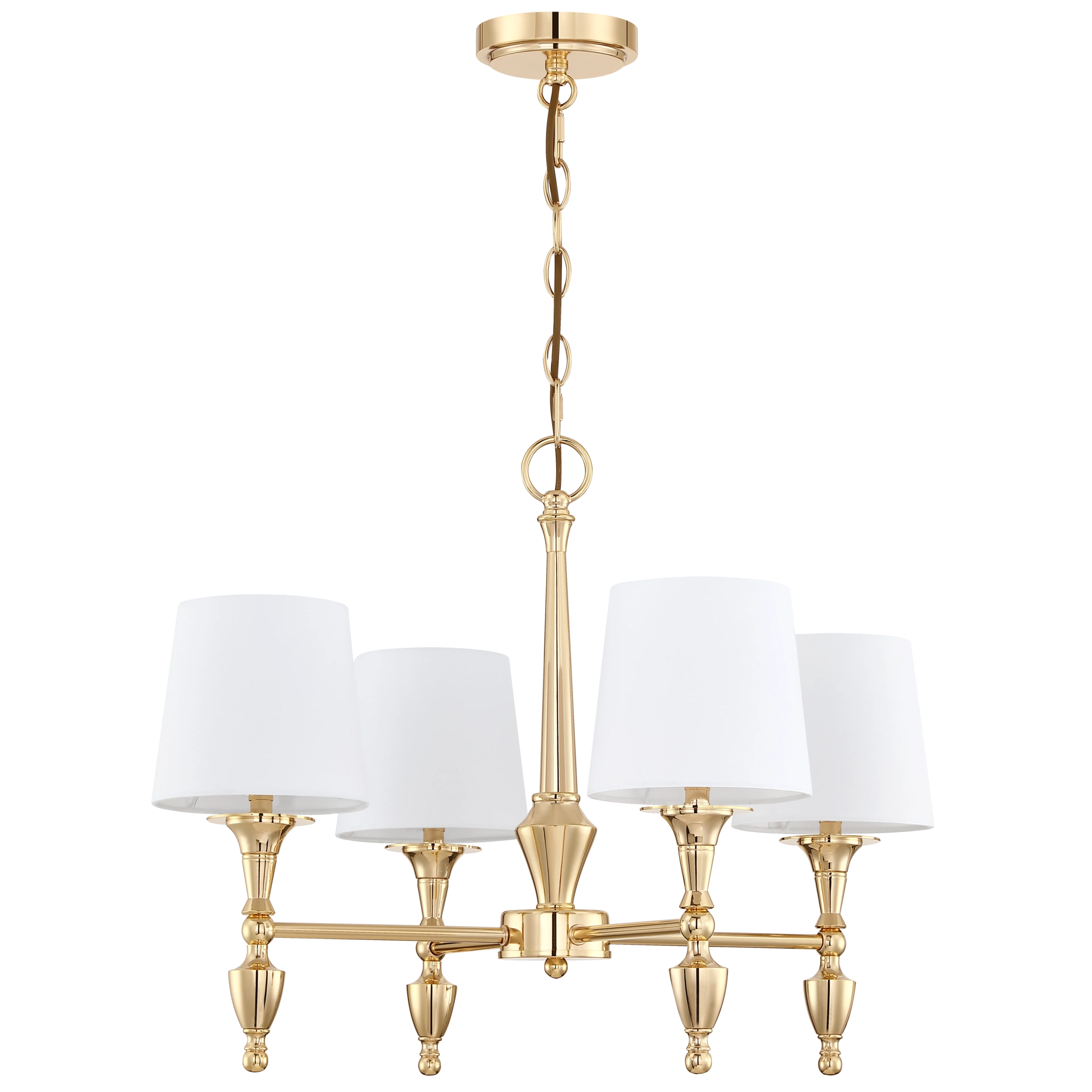 ŻYRANDOL złoty, 4 źródła światła, materiałowe, białe abażury, elegancki, piękny ŻYRANDOL złoty, 4 źródła światła, materiałowe, białe abażury, elegancki, piękny