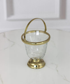 COOLER metalowo-szklany z uchwytem, złote detale, styl glamour, piękny