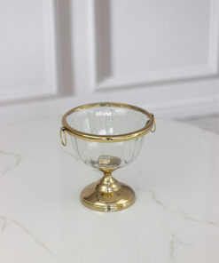 COOLER szklany, transparentny, złote metalowe detale, klasyczny wygląd
