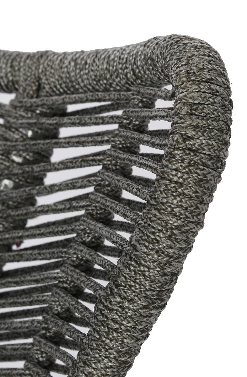 FOTEL BUJANY OGRODOWY drewniana podstawa, szary snurek, styl boho, zestaw ogrodowy OM003, na ogród