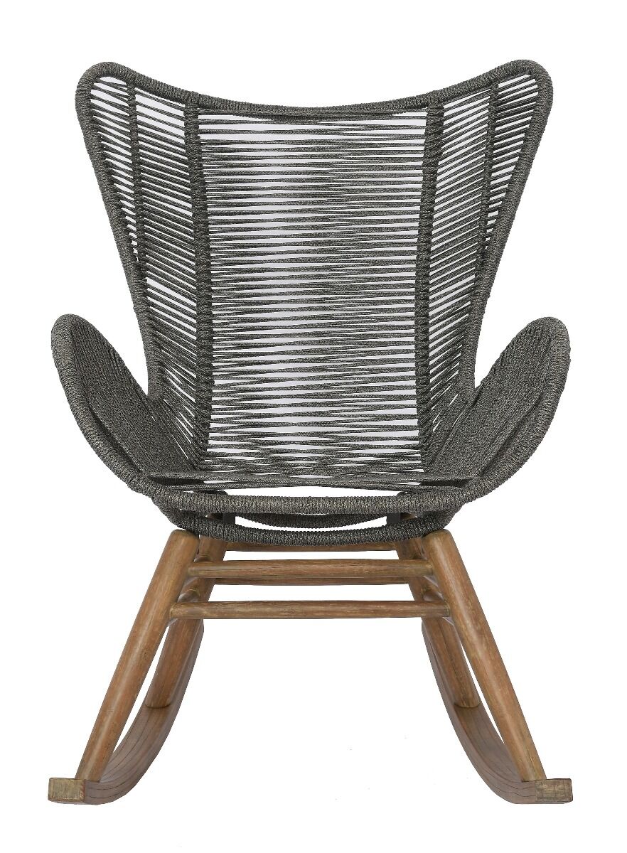 FOTEL BUJANY OGRODOWY drewniana podstawa, szary snurek, styl boho, zestaw ogrodowy OM003, piękny