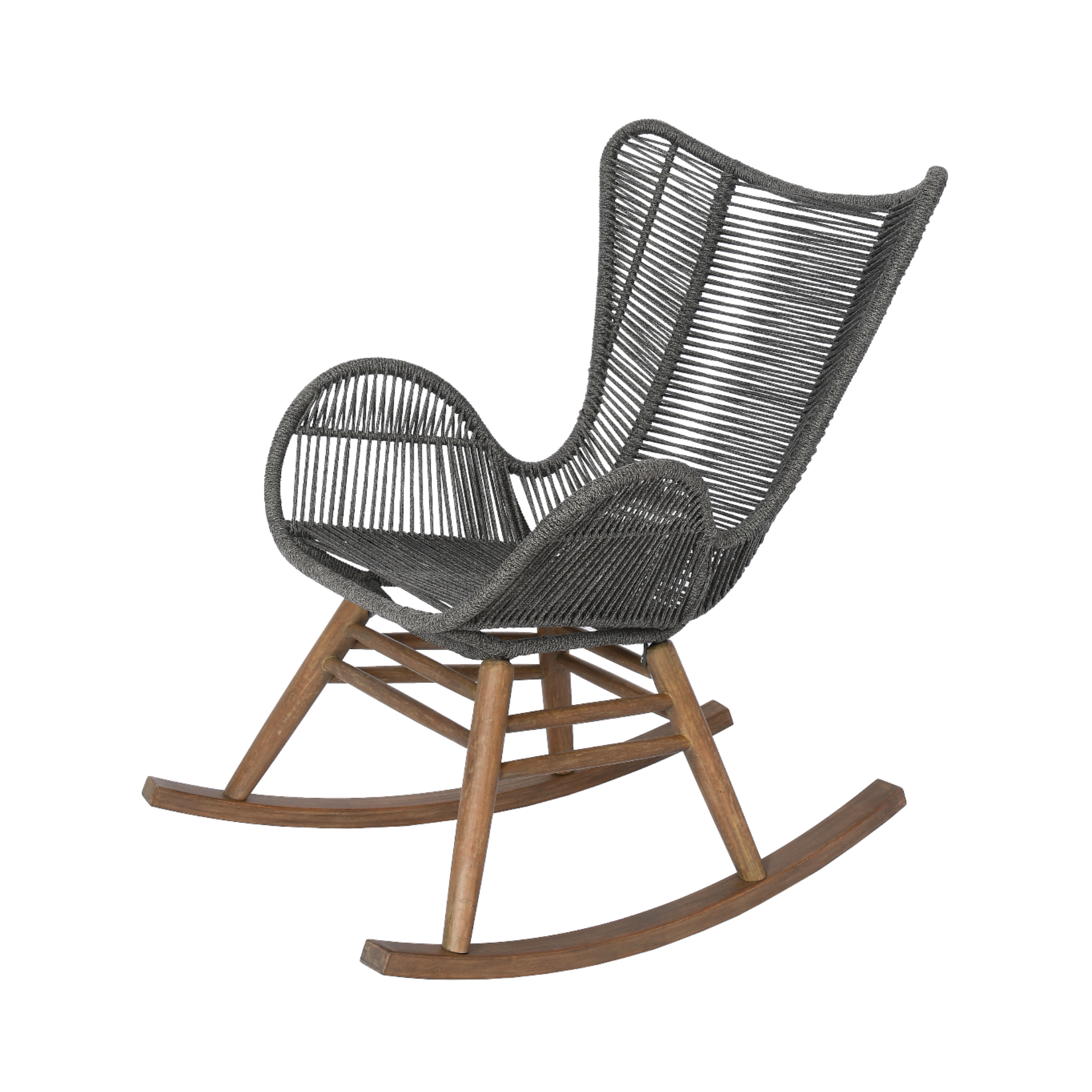 FOTEL BUJANY OGRODOWY drewniana podstawa, szary snurek, styl boho, zestaw ogrodowy OM003