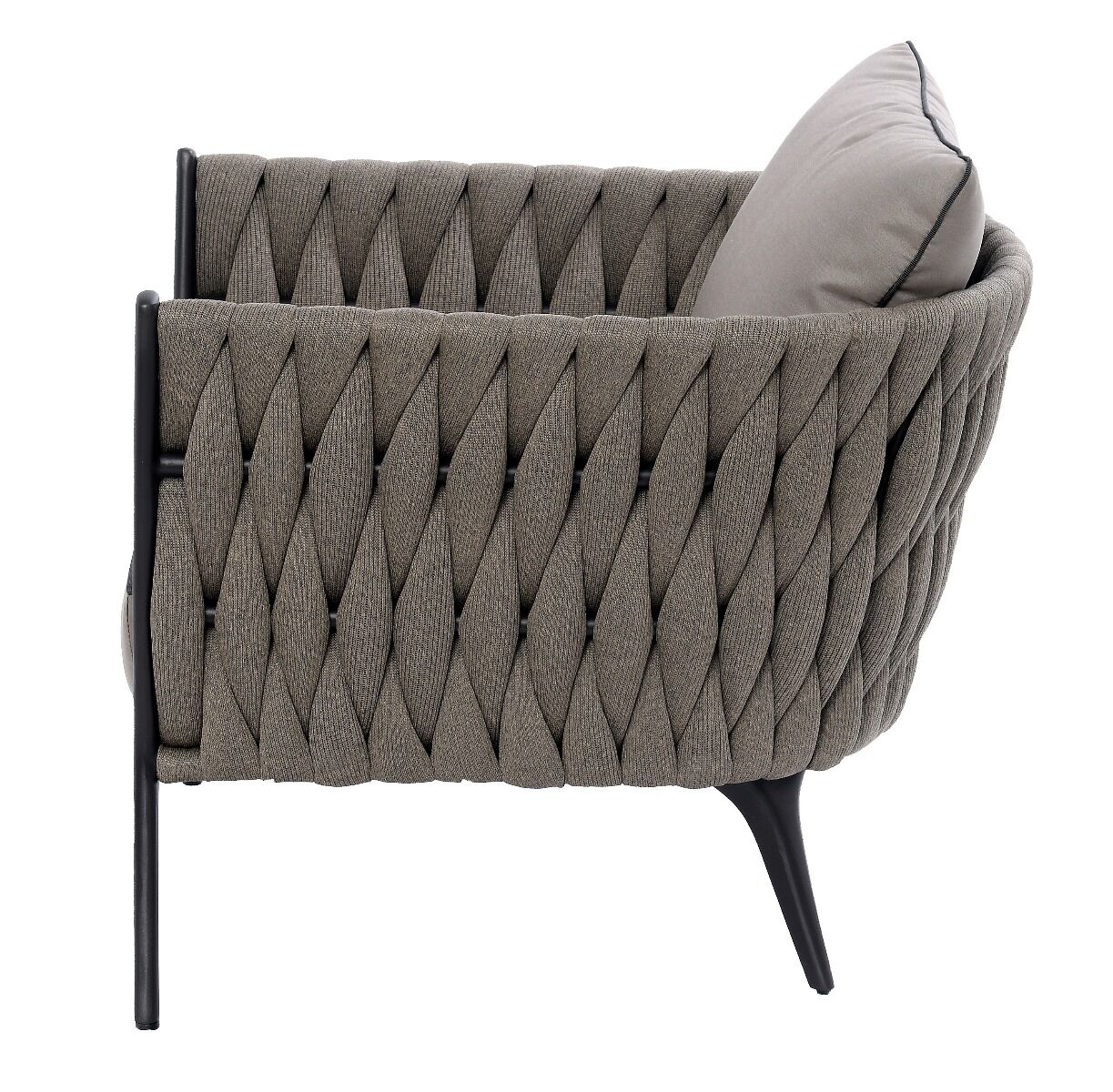 FOTEL OGRODOWY antracytowy stelaż, tkanina taupe, nowoczesny styl, zestaw ogrodowy OM005-1