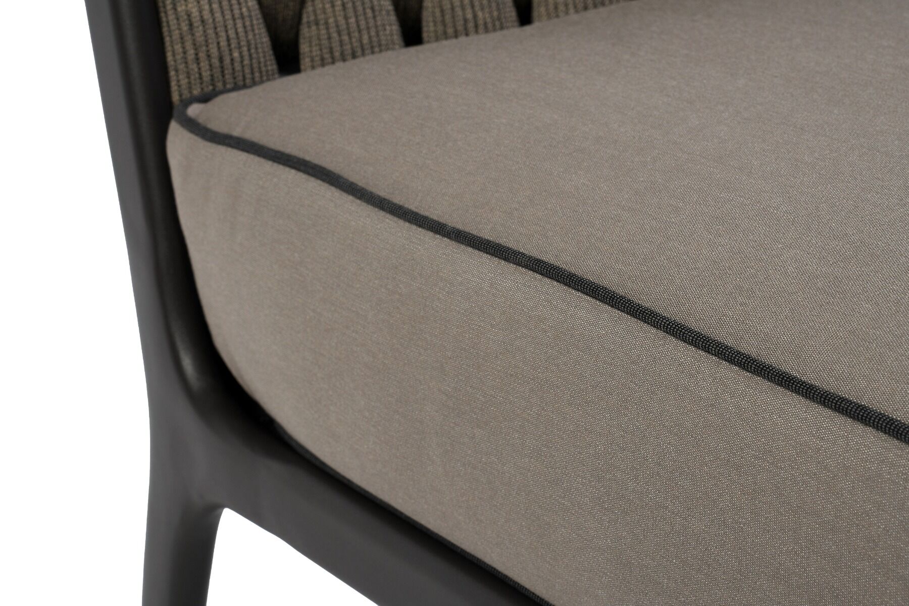 FOTEL OGRODOWY antracytowy stelaż, tkanina taupe, nowoczesny styl, zestaw ogrodowy OM005-3