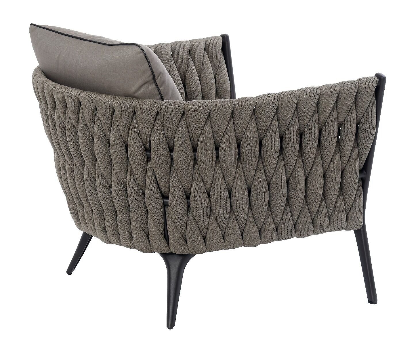 FOTEL OGRODOWY antracytowy stelaż, tkanina taupe, nowoczesny styl, zestaw ogrodowy OM005, na ogród