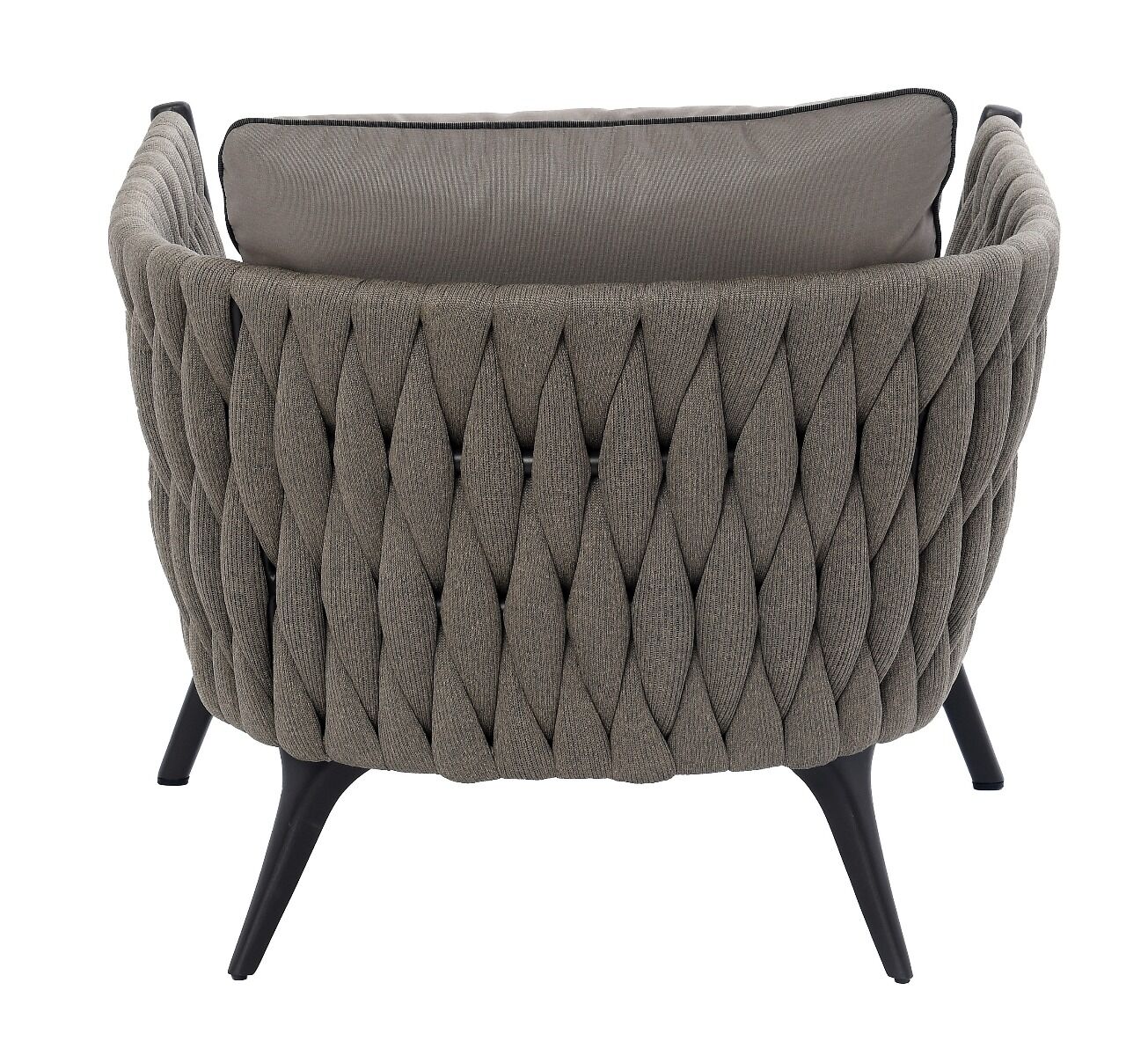 FOTEL OGRODOWY antracytowy stelaż, tkanina taupe, nowoczesny styl, zestaw ogrodowy OM005, na taras