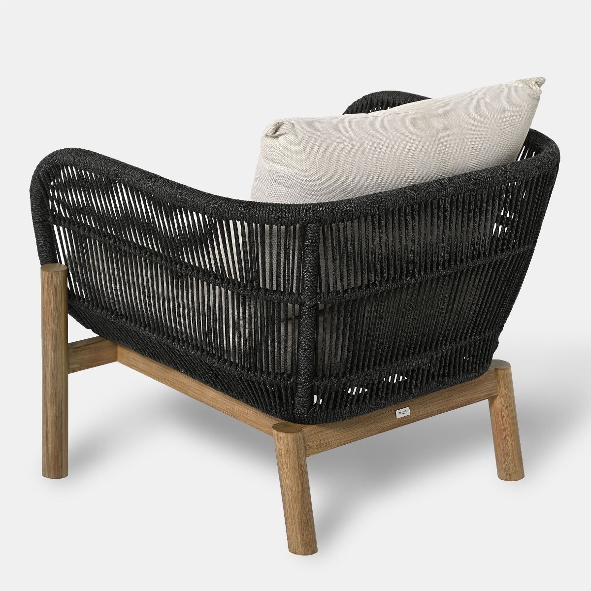 FOTEL OGRODOWY czarno-brązowy, jasne poduszki, klasyczne piękno, zestaw ogrodowy OM002, piękny