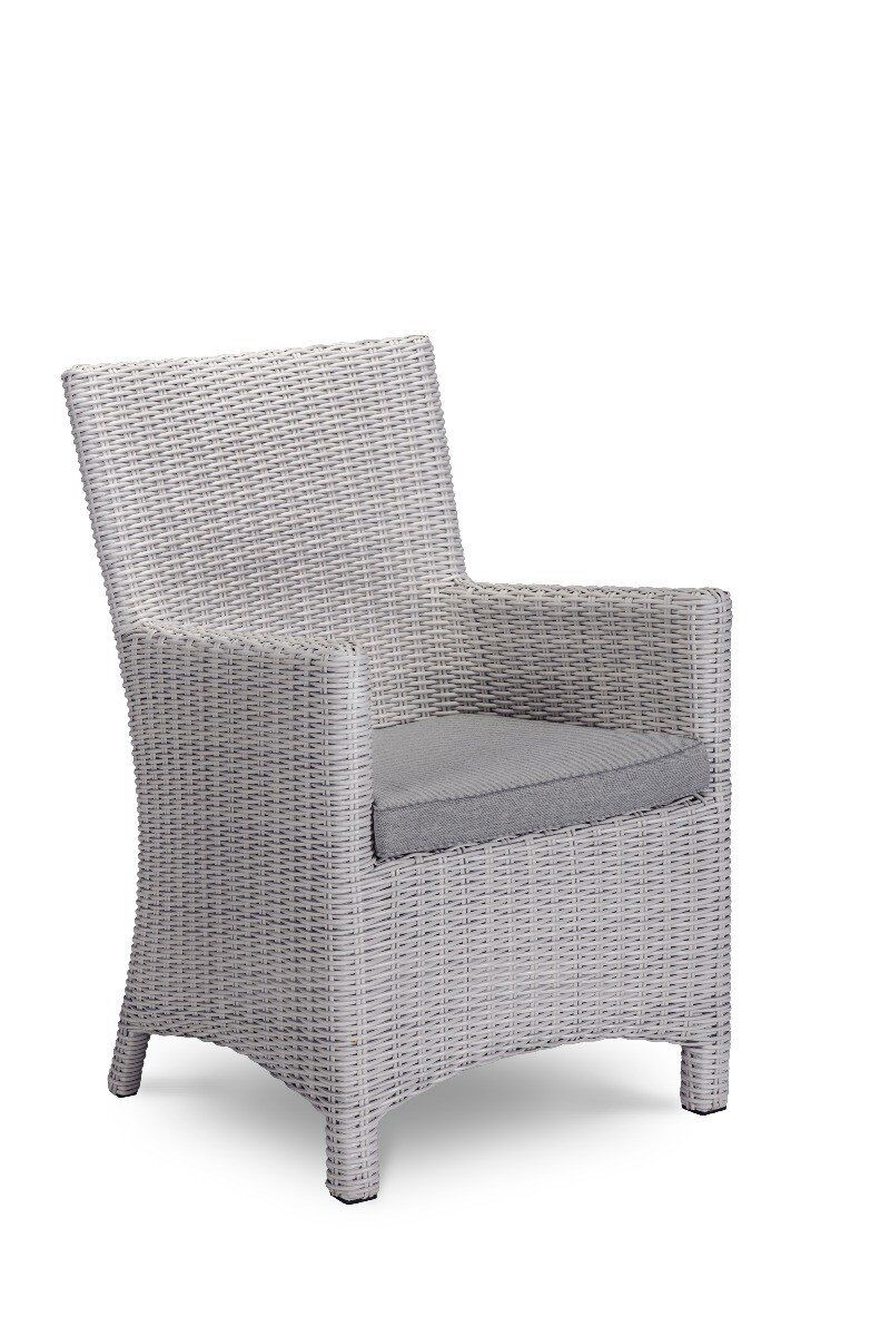 FOTEL OGRODOWY z technorattanu, białe wykończenie, klasyczny styl, zestaw ogrodowy OM008-2