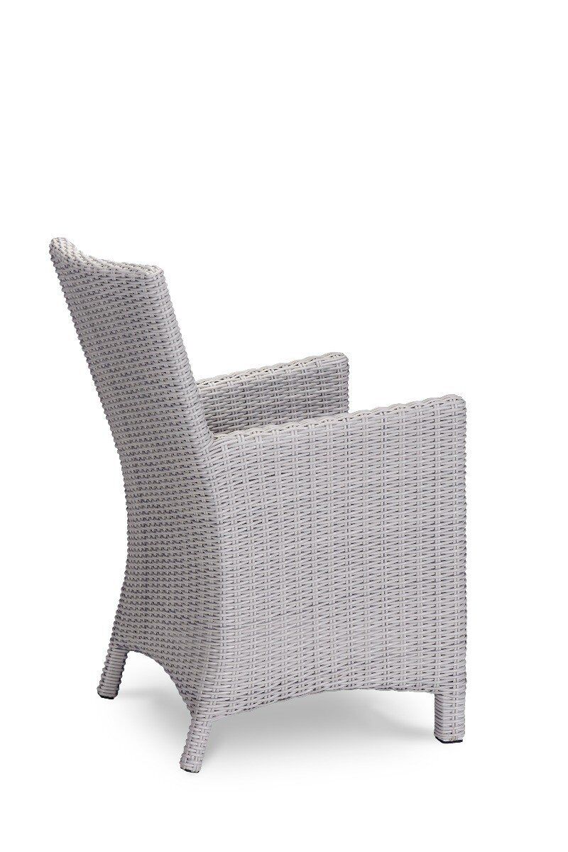 FOTEL OGRODOWY z technorattanu, białe wykończenie, klasyczny styl, zestaw ogrodowy OM008-3