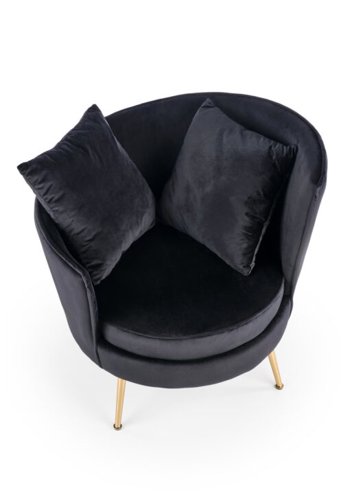 FOTEL wypoczynkowy z pluszowego velvetu, złote nogi, styl glamour, czarny-2