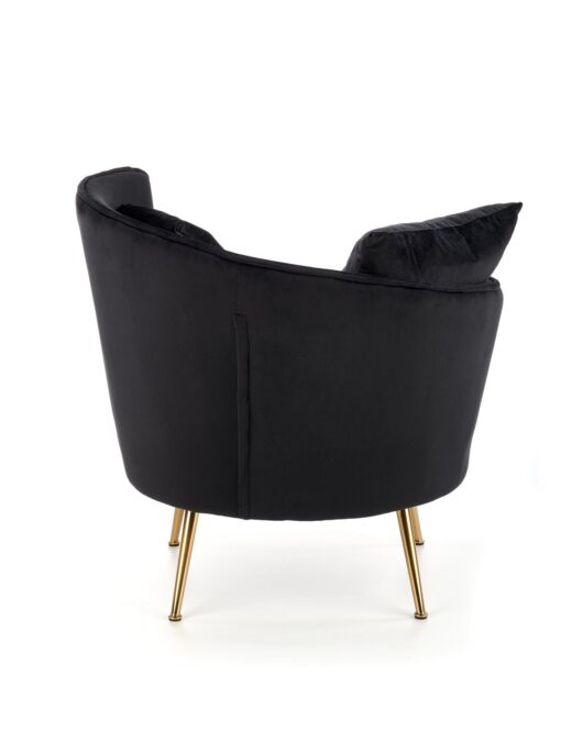 FOTEL wypoczynkowy z pluszowego velvetu, złote nogi, styl glamour, czarny-3
