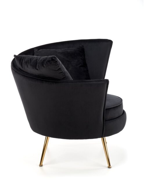 FOTEL wypoczynkowy z pluszowego velvetu, złote nogi, styl glamour, czarny-4