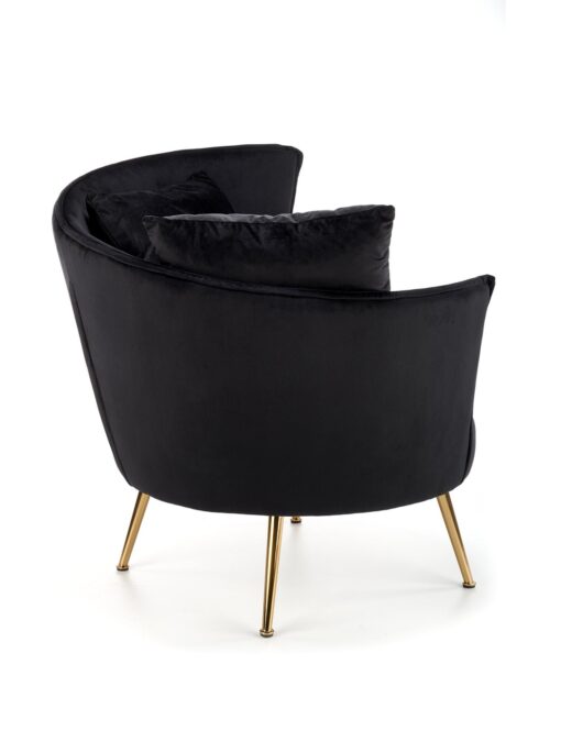 FOTEL wypoczynkowy z pluszowego velvetu, złote nogi, styl glamour, czarny-5