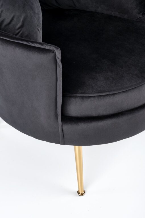 FOTEL wypoczynkowy z pluszowego velvetu, złote nogi, styl glamour, czarny-6