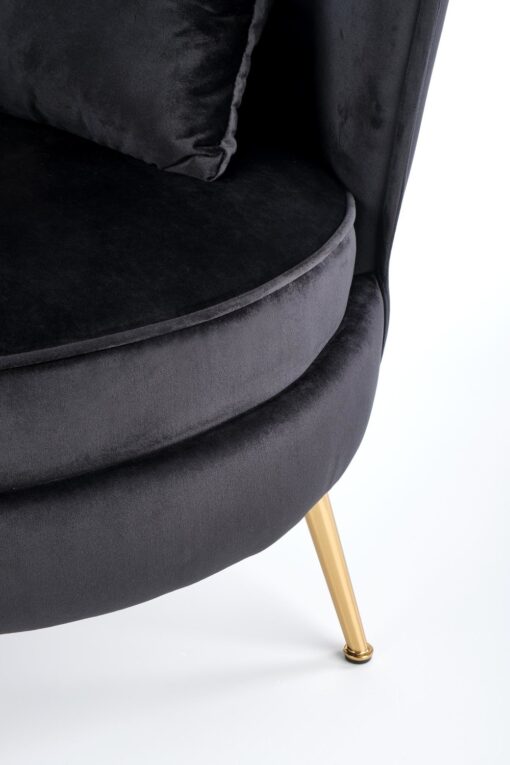 FOTEL wypoczynkowy z pluszowego velvetu, złote nogi, styl glamour, czarny-8