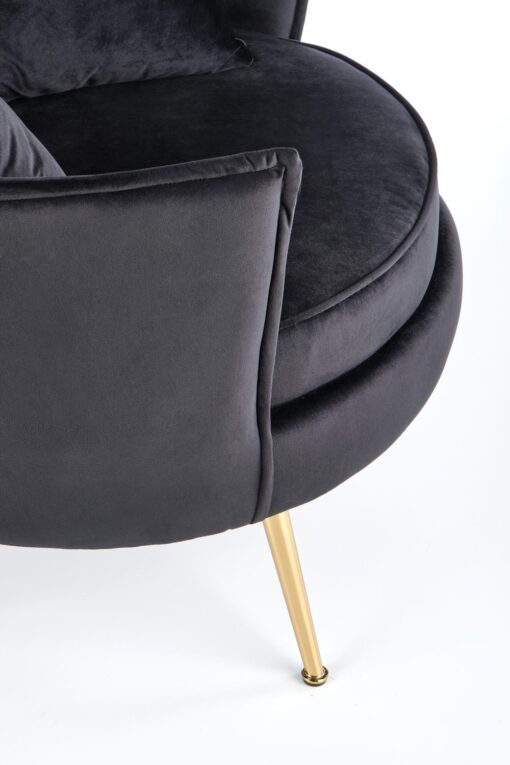 FOTEL wypoczynkowy z pluszowego velvetu, złote nogi, styl glamour, czarny-9