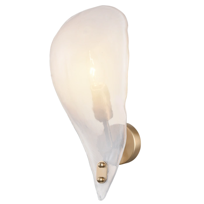 KINKIET Cannes abażur w formie szklanego liścia, mosiężne detale, modern classic KINKIET Cannes abażur w formie szklanego liścia, mosiężne detale, modern classic