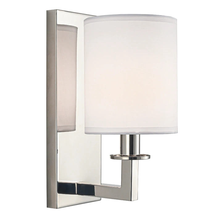 KINKIET Lille biały, materiałowy abażur, srebrne wykończenie stelaża, klasyczny