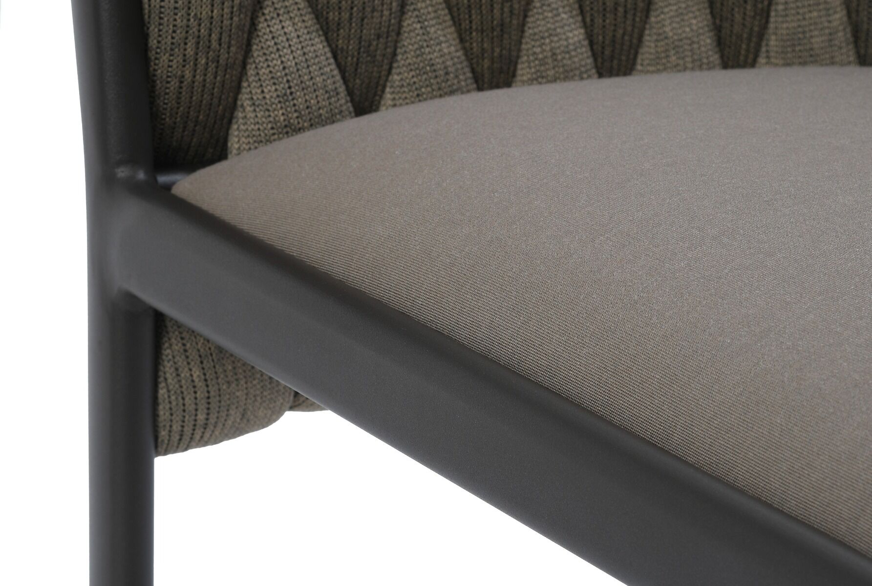 KRZESŁO OGRODOWE antracytowy stelaż, tkanina taupe, nowoczesny styl, zestaw ogrodowy OM005, designerskie