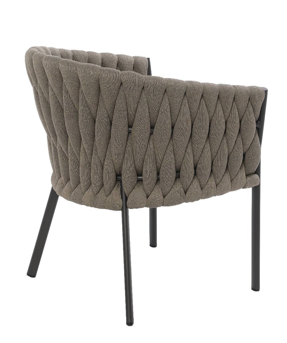 KRZESŁO OGRODOWE antracytowy stelaż, tkanina taupe, nowoczesny styl, zestaw ogrodowy OM005, ekskluzywne