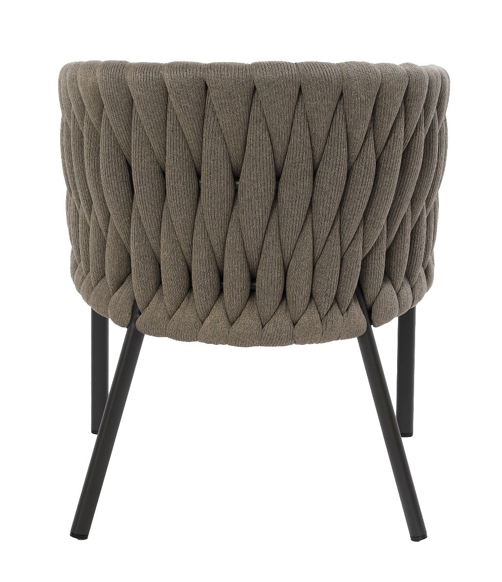 KRZESŁO OGRODOWE antracytowy stelaż, tkanina taupe, nowoczesny styl, zestaw ogrodowy OM005, na ogród