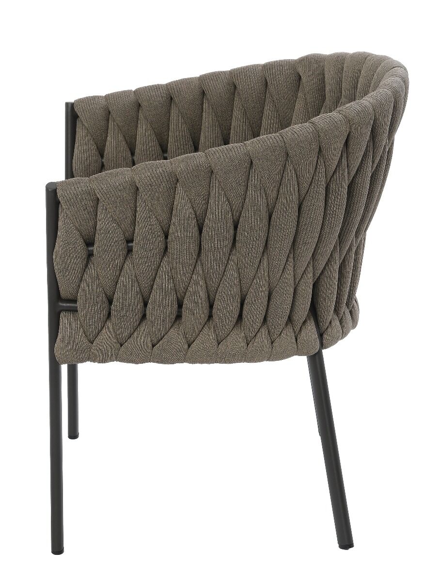 KRZESŁO OGRODOWE antracytowy stelaż, tkanina taupe, nowoczesny styl, zestaw ogrodowy OM005, na taras