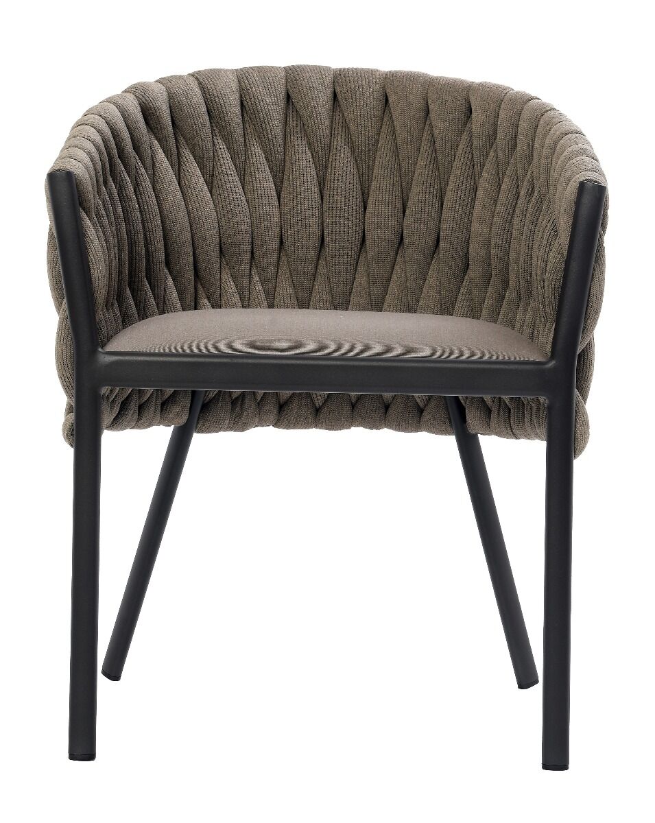 KRZESŁO OGRODOWE antracytowy stelaż, tkanina taupe, nowoczesny styl, zestaw ogrodowy OM005, piękne