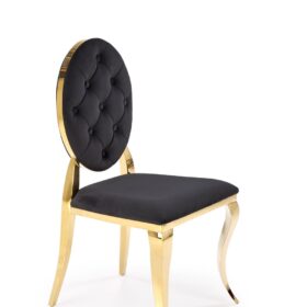 KRZESŁO w stylu glamour, złote metalowi nogi, czarna velvetowa tapicerka