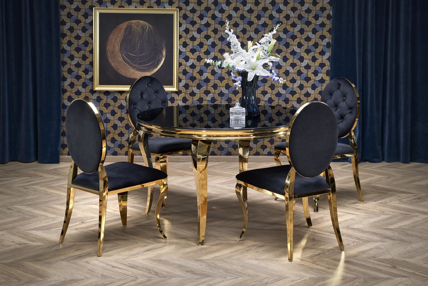 KRZESŁO w stylu glamour, złote metalowi nogi, czarna velvetowa tapicerka-6 KRZESŁO w stylu glamour, złote metalowi nogi, czarna velvetowa tapicerka-6