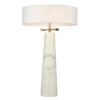 LAMPA STOŁOWA Bow, podstawa z naturalnego marmuru, biały, okrągły abażur, mosiężne detale, wyjątkowa