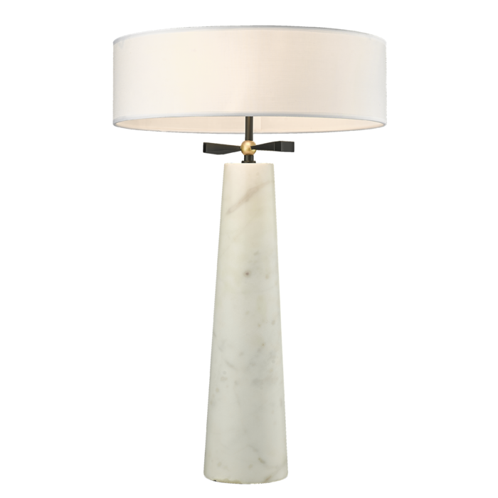 LAMPA STOŁOWA Bow, podstawa z naturalnego marmuru, biały, okrągły abażur, wyjątkowa LAMPA STOŁOWA Bow, podstawa z naturalnego marmuru, biały, okrągły abażur, wyjątkowa