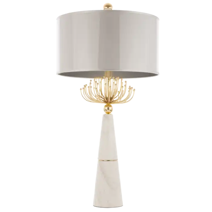 LAMPA STOŁOWA Cartagena Marmurowa Podstawa, Metalowa Dekoracja, Szary Abażur LAMPA STOŁOWA Cartagena Marmurowa Podstawa, Metalowa Dekoracja, Szary Abażur