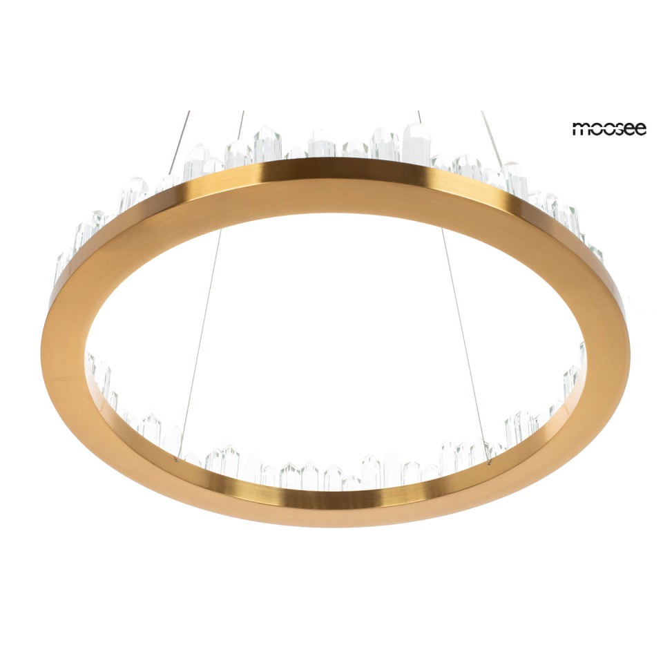 LAMPA WISZĄCA ze złotą obręczą i kryształami, ekskluzywna, styl glamour, do salonu LAMPA WISZĄCA ze złotą obręczą i kryształami, ekskluzywna, styl glamour, do salonu