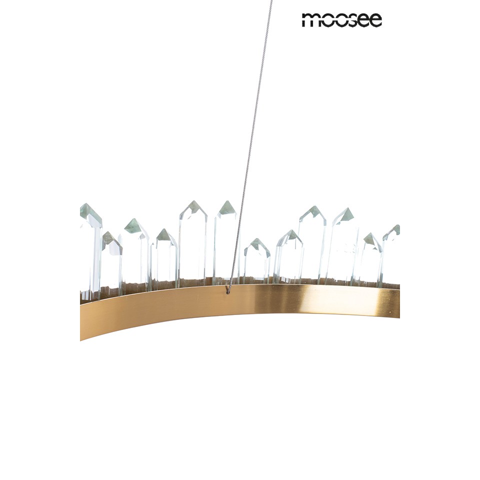 LAMPA WISZĄCA ze złotą obręczą i kryształami, ekskluzywna, styl glamour, elegancka LAMPA WISZĄCA ze złotą obręczą i kryształami, ekskluzywna, styl glamour, elegancka