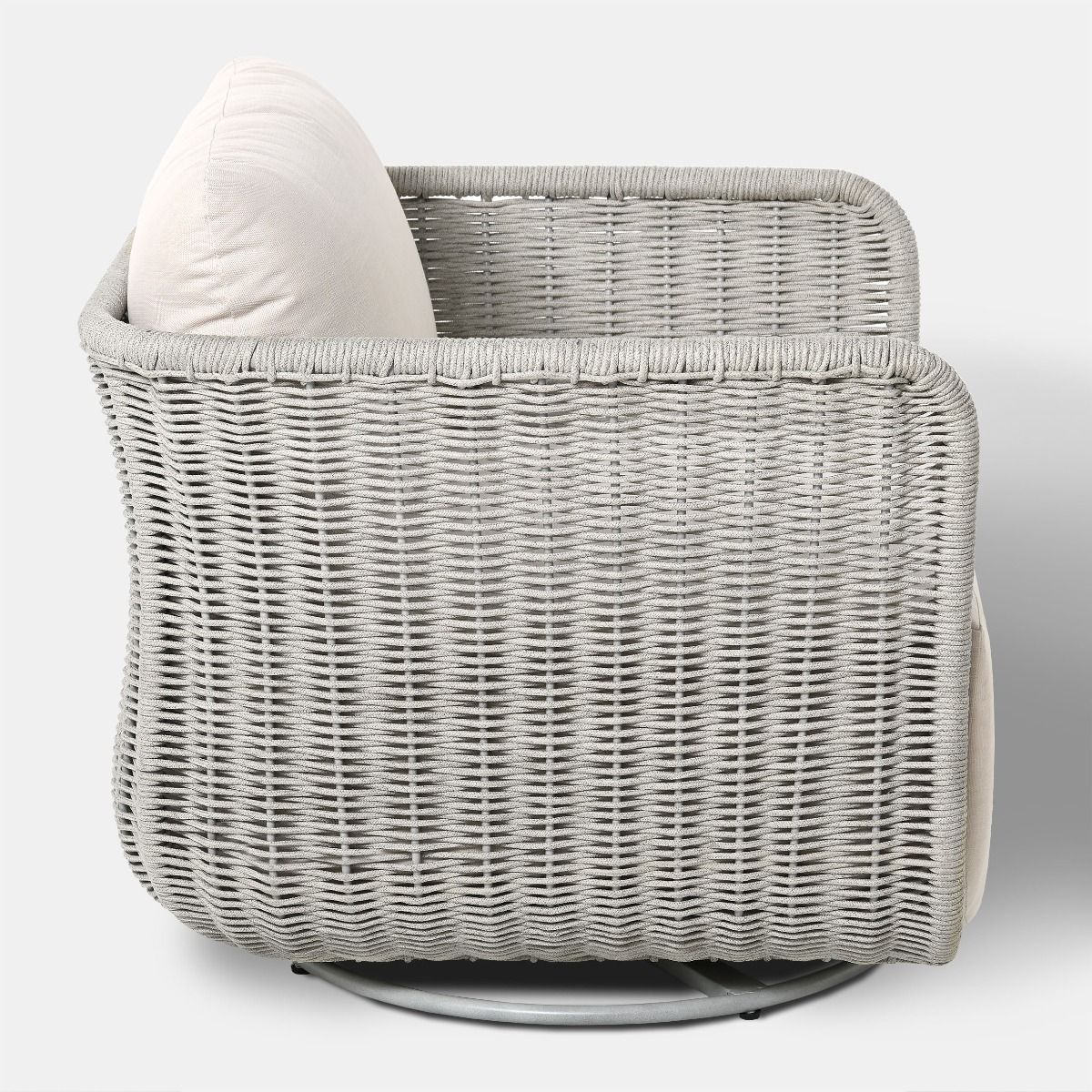 OBROTOWY FOTEL OGRODOWY szary sznur, tkanina sunproof, nowoczesny, zestaw ogrodowy OM001, ekskluzywny