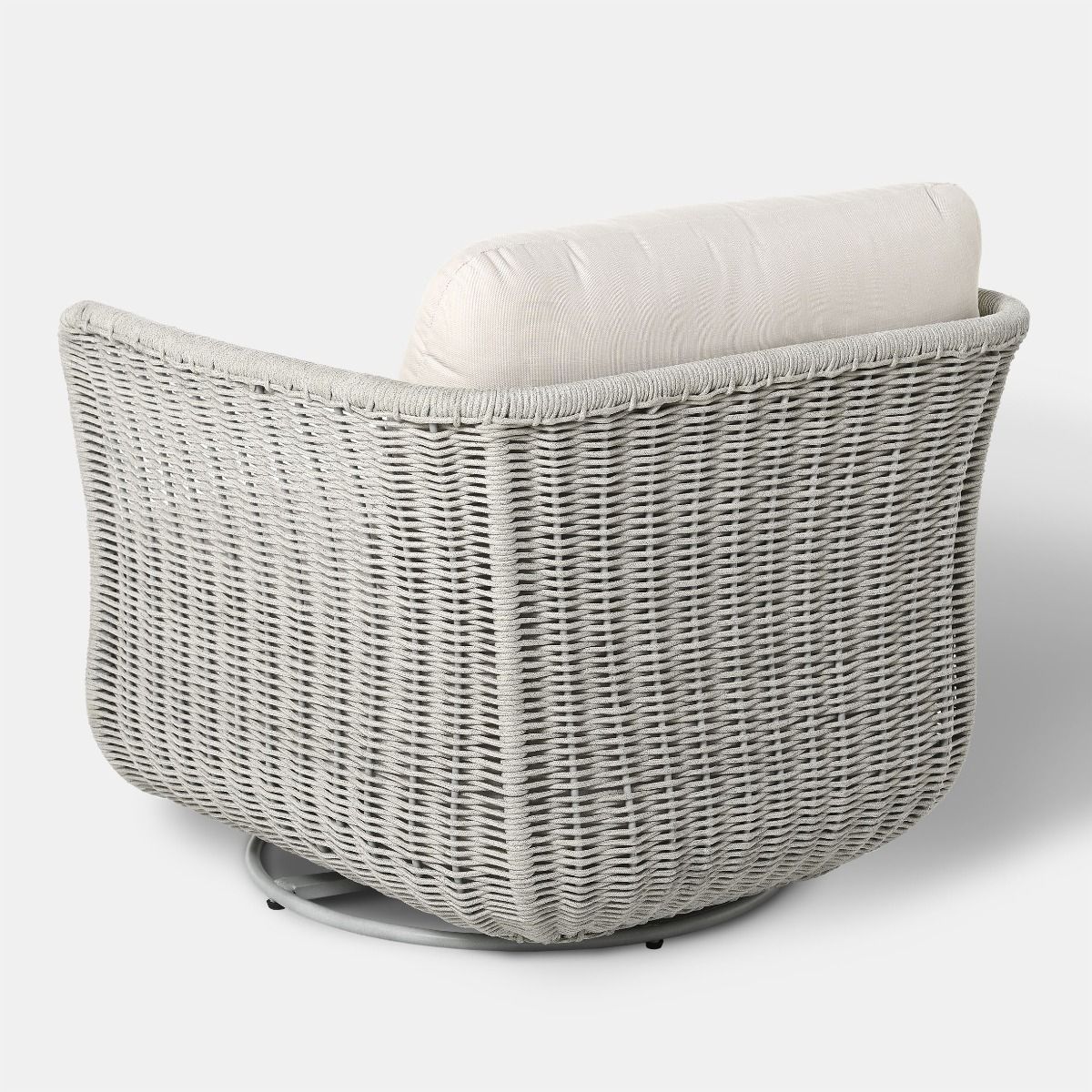 OBROTOWY FOTEL OGRODOWY szary sznur, tkanina sunproof, nowoczesny, zestaw ogrodowy OM001, piękny