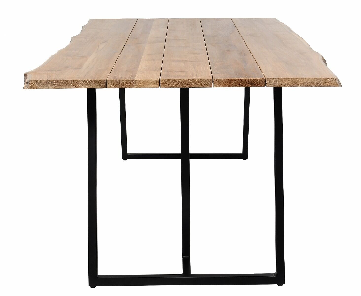 OGRODOWY STÓŁ OBIADOWY duży, prostokątny, czarne aluminiowe nogi, drewniany blat, zestaw ogrodowy OM010-2